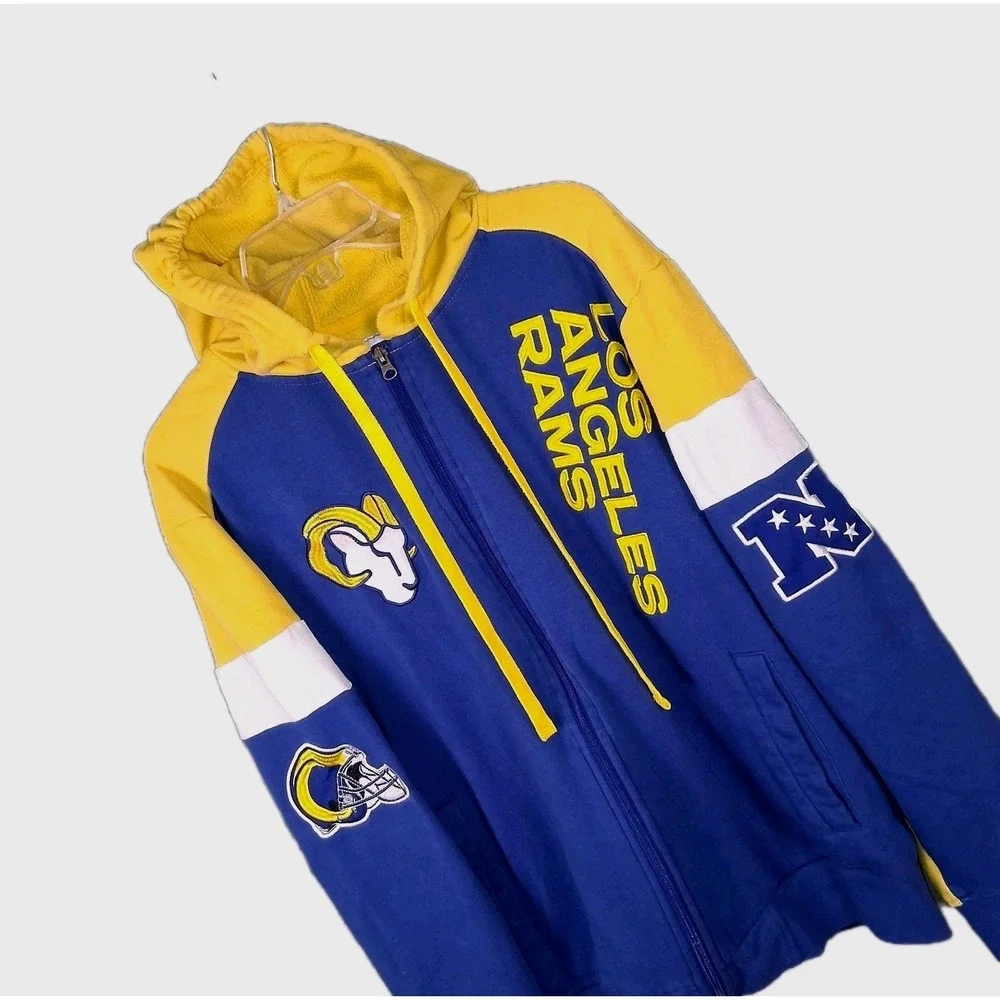 Starter Los Angeles Rams Zip Up Graphic Hoodie Men's Size XL Blue NFL Football